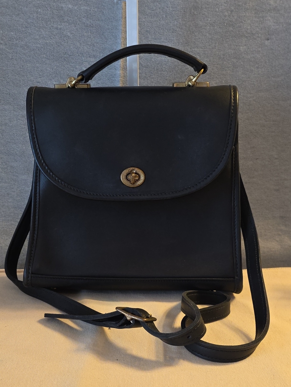 Jack Georges Black Leather Top-Handle Crossbody Bag